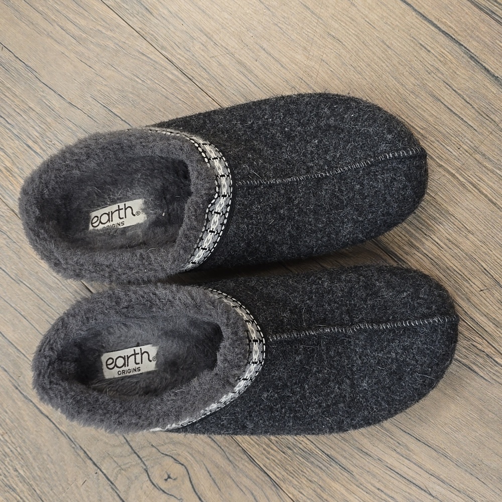 Earth Origins Womens Faux Fur Lined Slippers Size 7‎ Gray